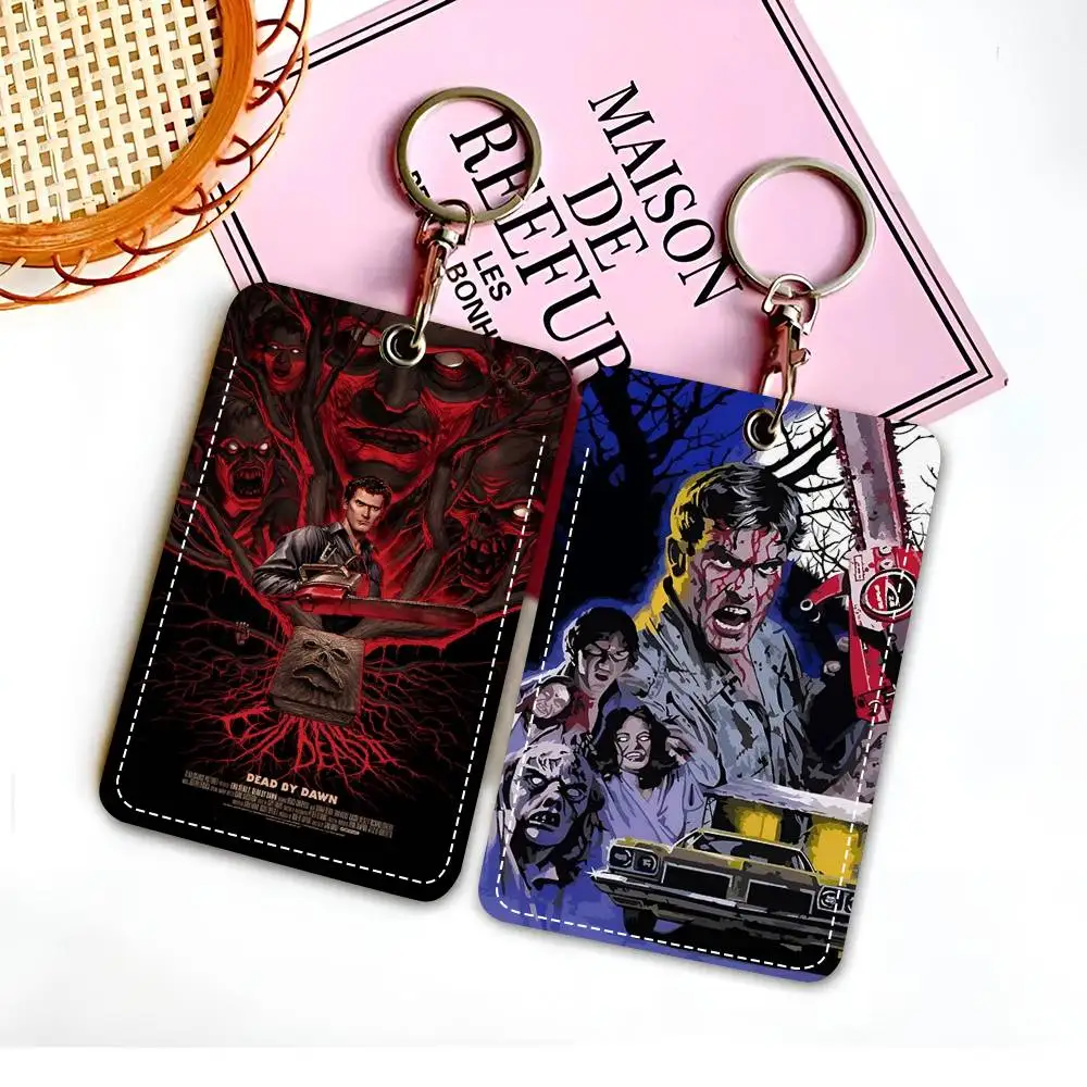 Classic Horror Movie Art The Evil Dead Card Holde Applicable To Credit Cards Bus Card Soft Leather Rectangular Keychain