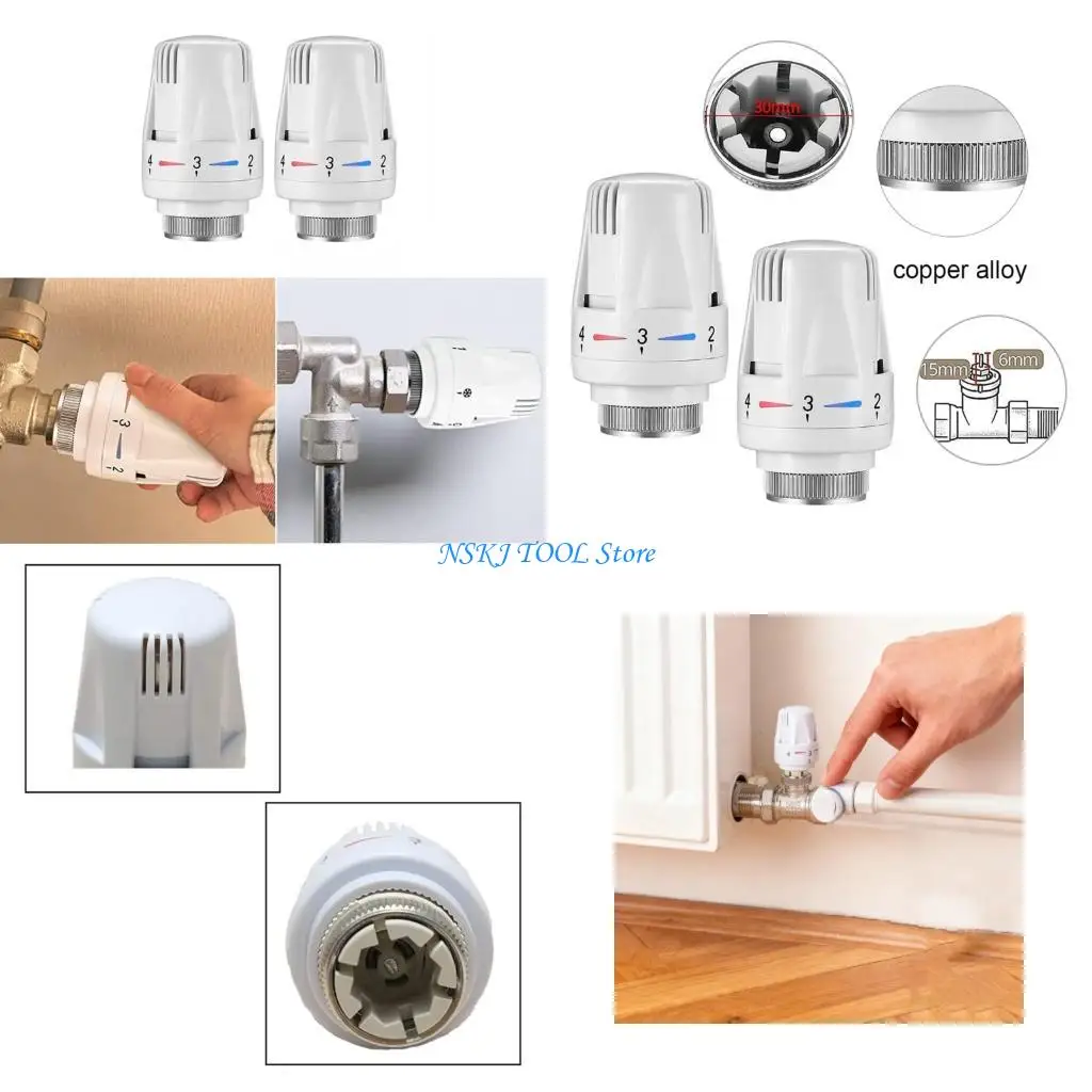 L8RC Straight Type Thermostatic Radiators Valves With 5 Adjustment Level For Towel Rails Vertical Panel Heaters Copper