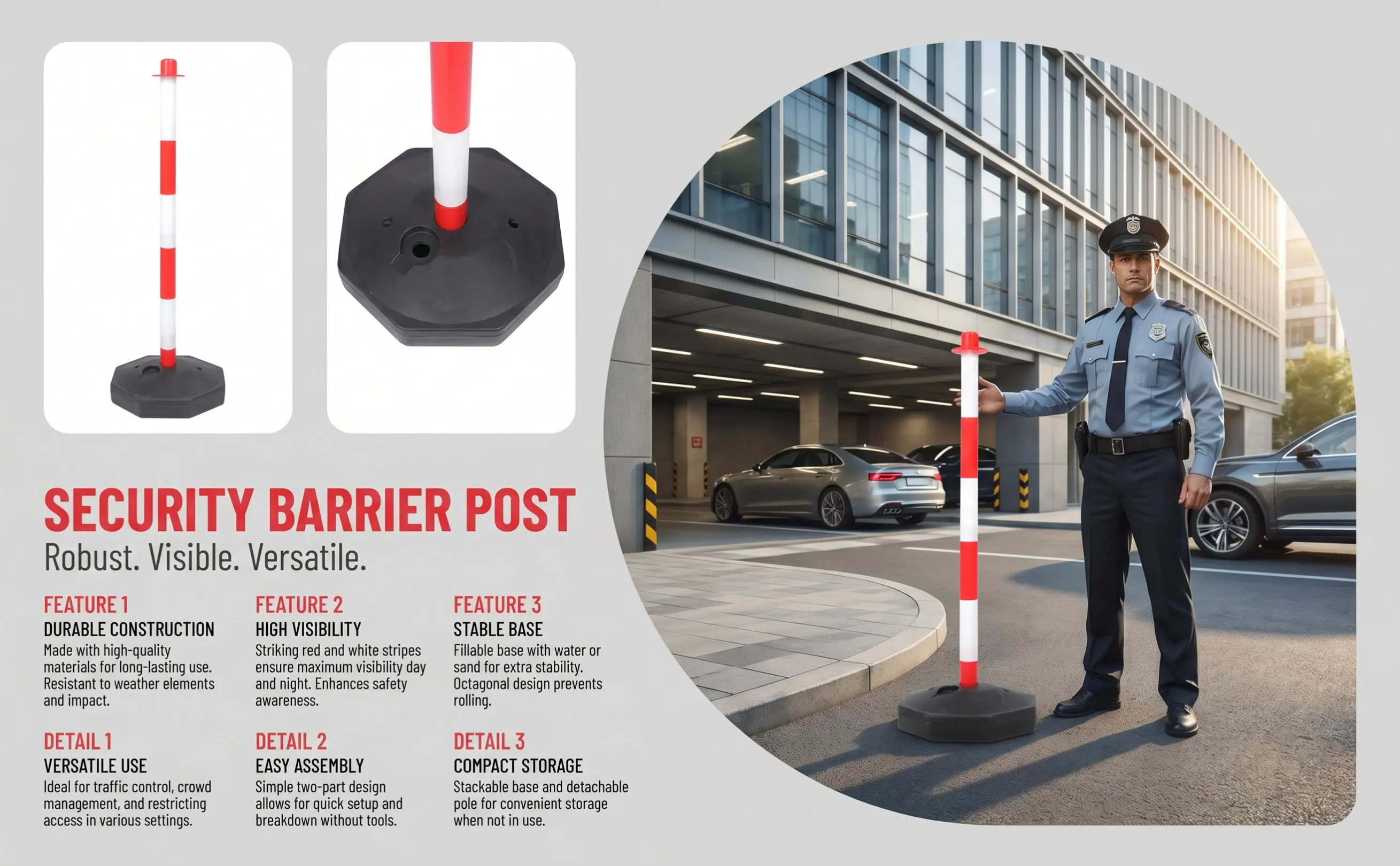 Road Traffic Cone - 1 ชิ้น เสาเตือนสีแดงขาว ป้ายบอกทาง โคนจราจร มองเห็นได้ชัดเจน