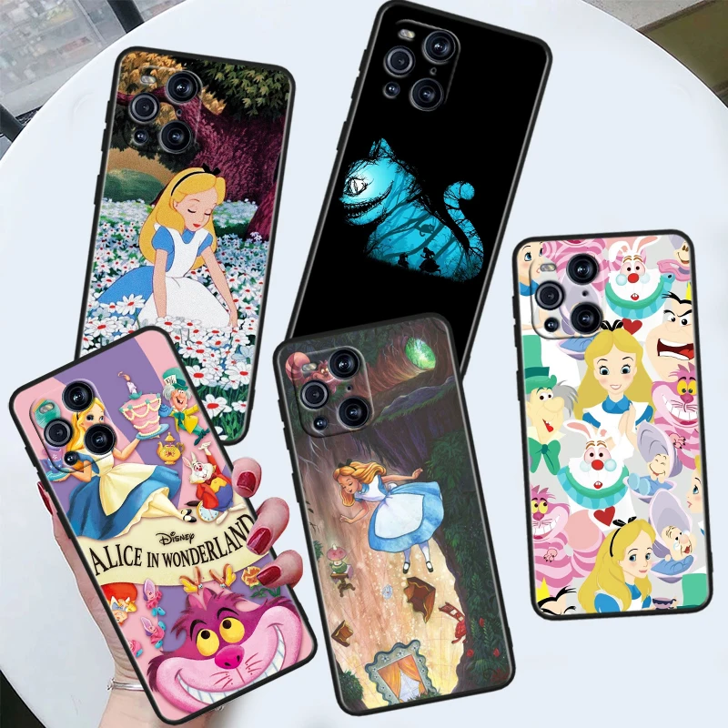 

Alice Disney Cheshire Cats For OPPO Find X6 X5 X3 X2 F21S F21 Pro Lite Neo Black Silicone Fundas Soft Cover Capa Phone Case