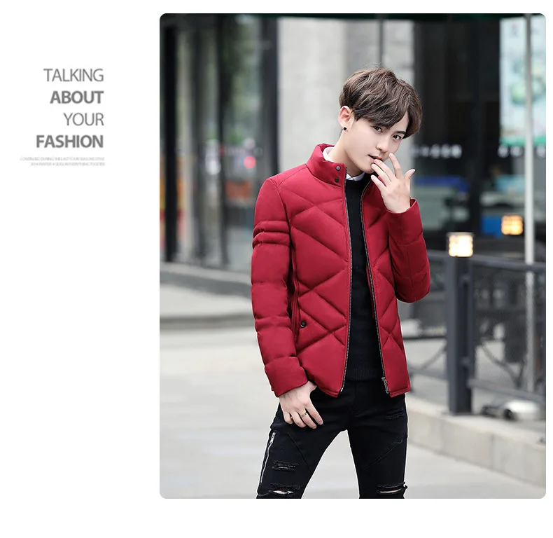 Autumn Winter Jacket Men Thicken Warm Cotton-padded Mens Jackets Slim Fit Stand Collar Youth Winter Jackets and Coats For Me