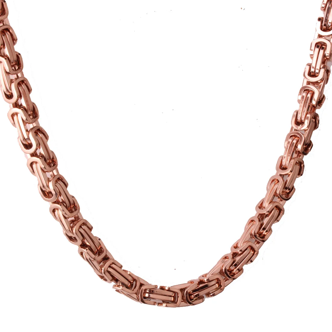 Fashion Rose Gold color  Womens Male Stainless Steel 4/5/8mm Chain Necklaces Byzantine Style Mens Jewellery, Wholesale or retail
