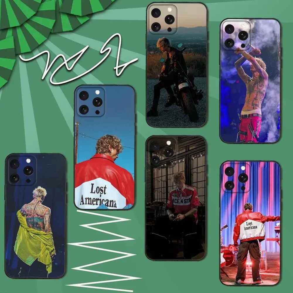 M-MGK LOST A-AMERICANA Handyhülle für iPhone 12,13,14,11,12,17,16,15,Plus,Pro Max,XS,X,XR,SE,Mini,Soft Silikon Schwarz Cover