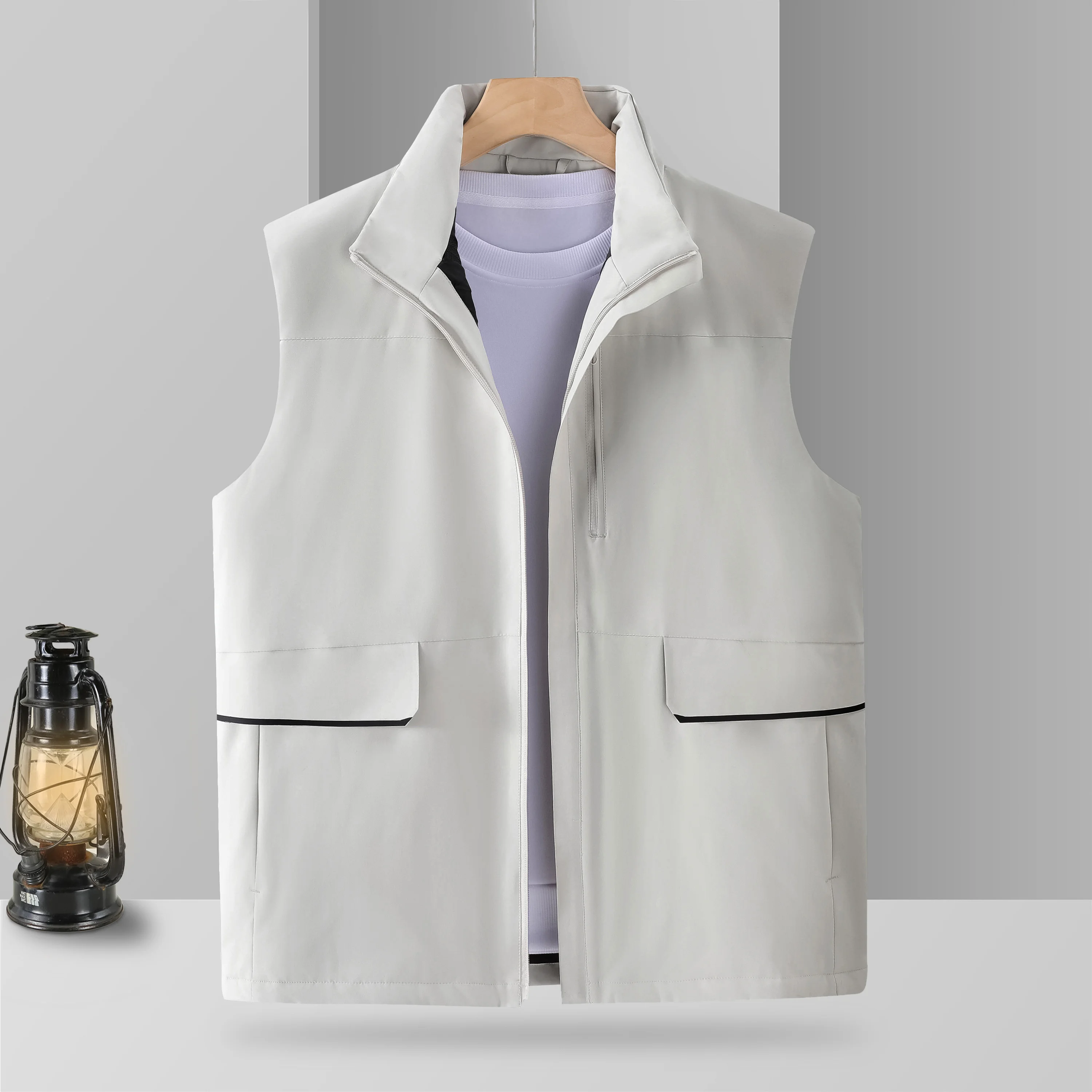 

Осень и зима, новая высококачественная городская уличная модная верхняя одежда, однотонный мужской и женский теплый и ветрозащитный жилет