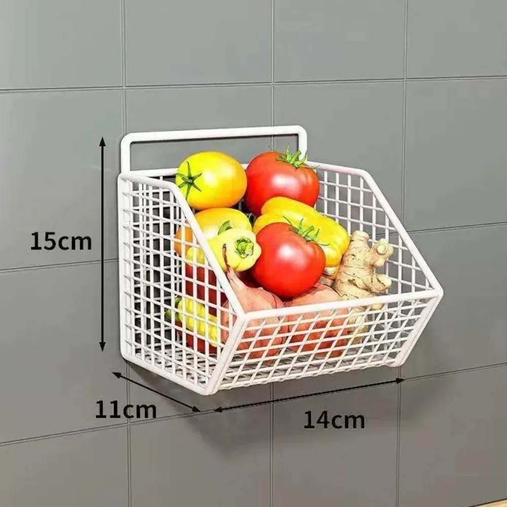 Metal Wire Kitchen Storage Basket Wall Mounted Open Front Vegetable Storage Box Large Capacity Garlic Onion Organizer Home Use