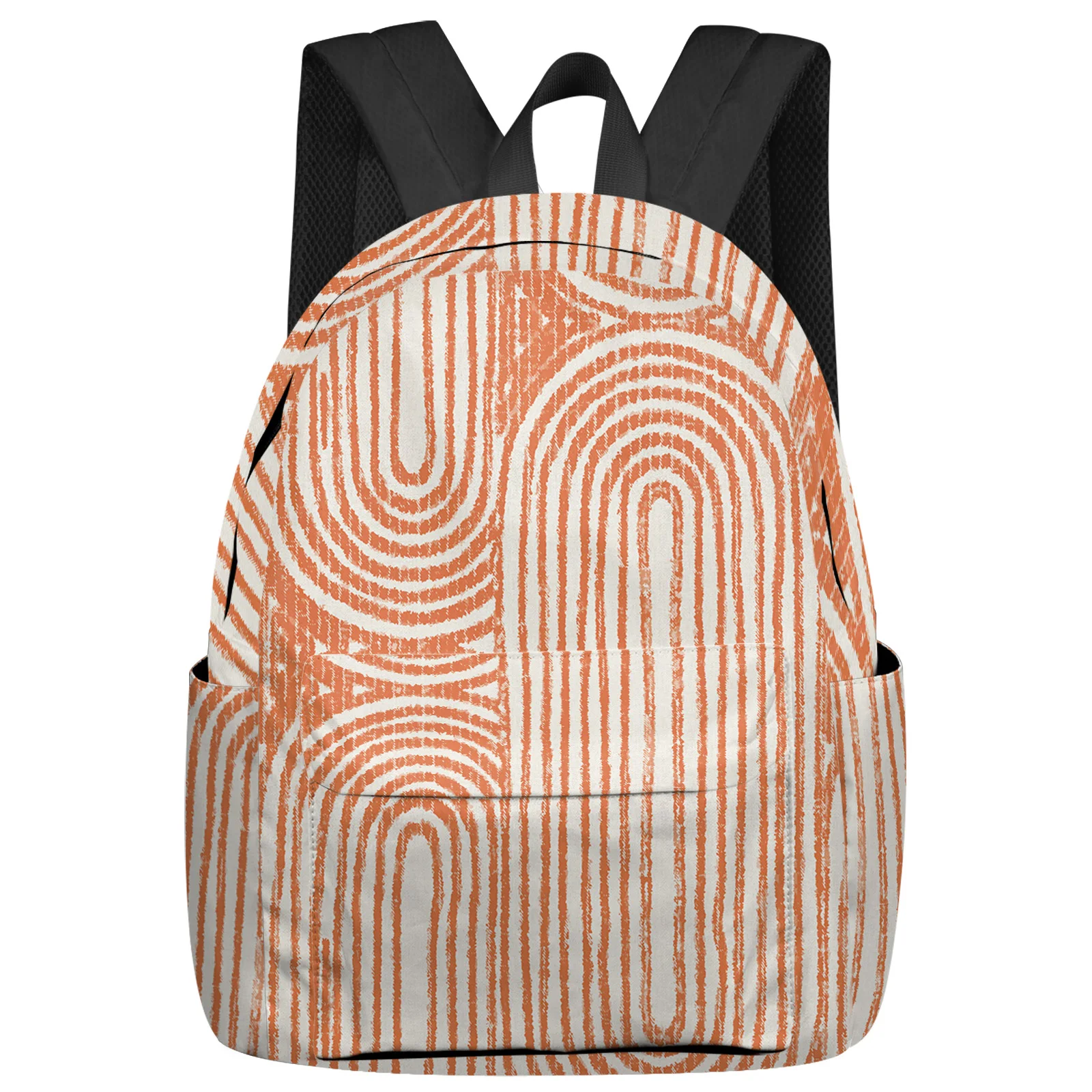 Medieval Abstract Geometric Texture Nordic Orange Women Man Backpacks Waterproof School Backpack For Student Girls Bag Mochila