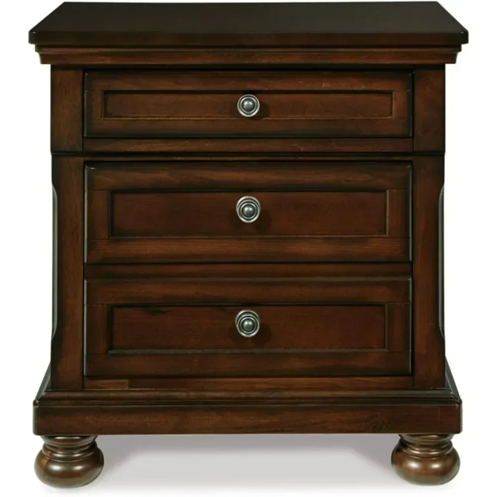 Porter Classic 2 Drawer Nightstand with Dovetail and Ball-bearing Construction, Dark Brown Nightstands, Beside Table