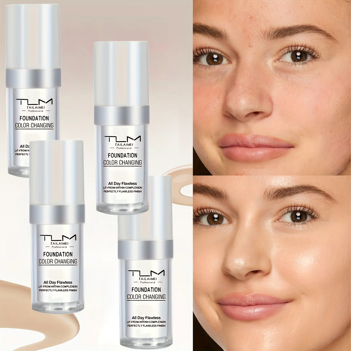 2/3Pc TLM Foundation Magic Color Changing Foundation Liquid Soft Matte Long Lasting Hydrating Makeup Base Maquiagem 30ml