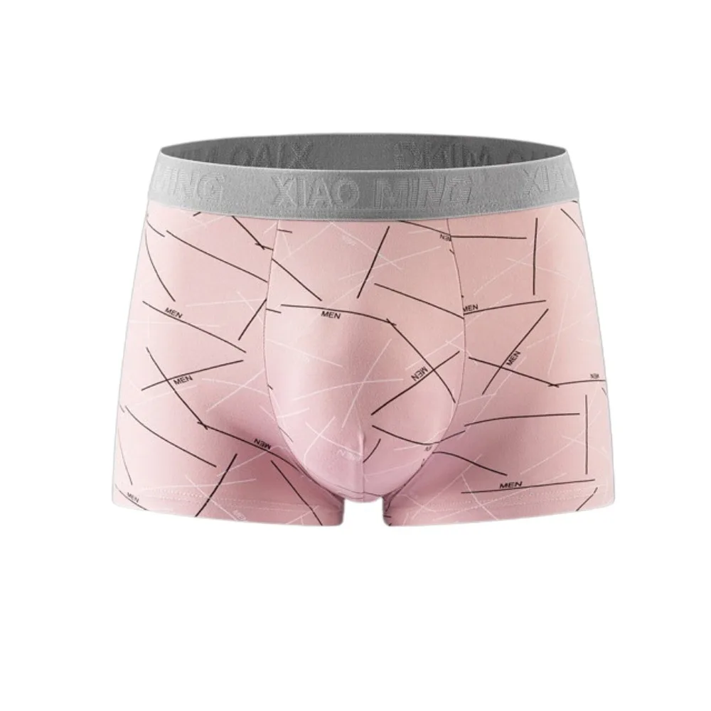 5Pcs Comfortable Plus Size Men's Boxer Briefs Seamless Mid Waist Printed Panties Elastic Lingerie Underwear for Man Male