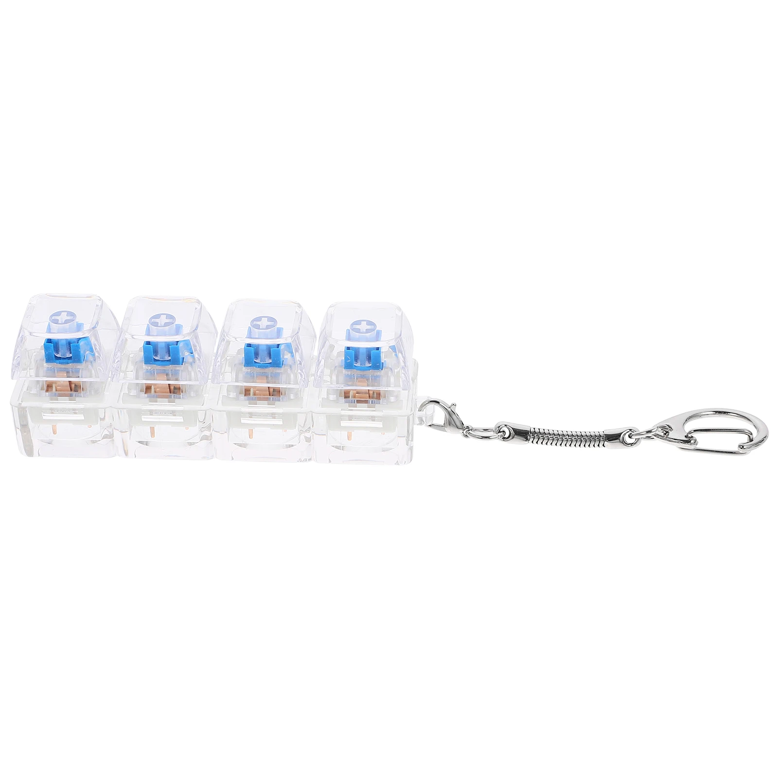 

1PC 4Hole Transparent Keychain Stress Relief Keyboard Pendant Bag Hanging Ornament Key Decorations Keyboard Decompression Toy