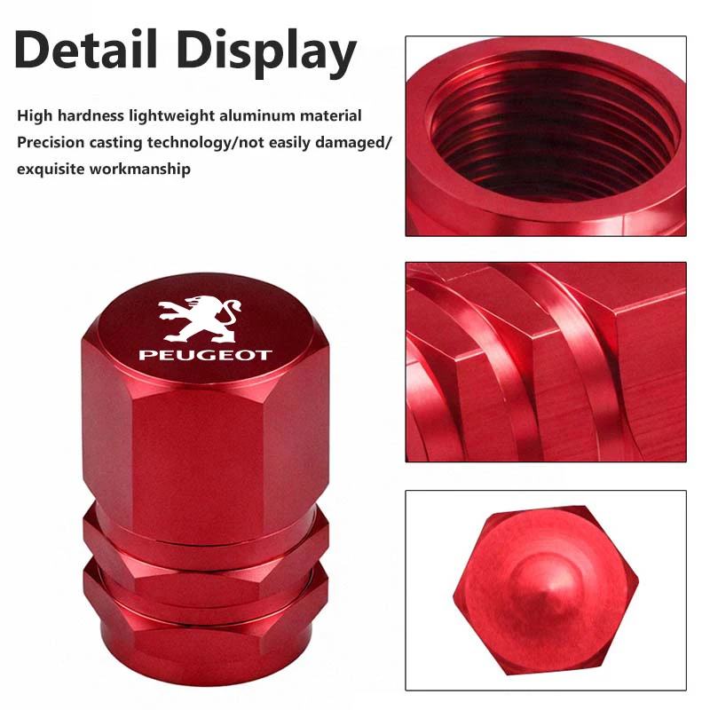 سبائك الألومنيوم سيارة عجلة الاطارات صمام قبعات الغبار الإطارات صمام قبعات اكسسوارات لبيجو 307 106 206 308 208 407 508 406 207