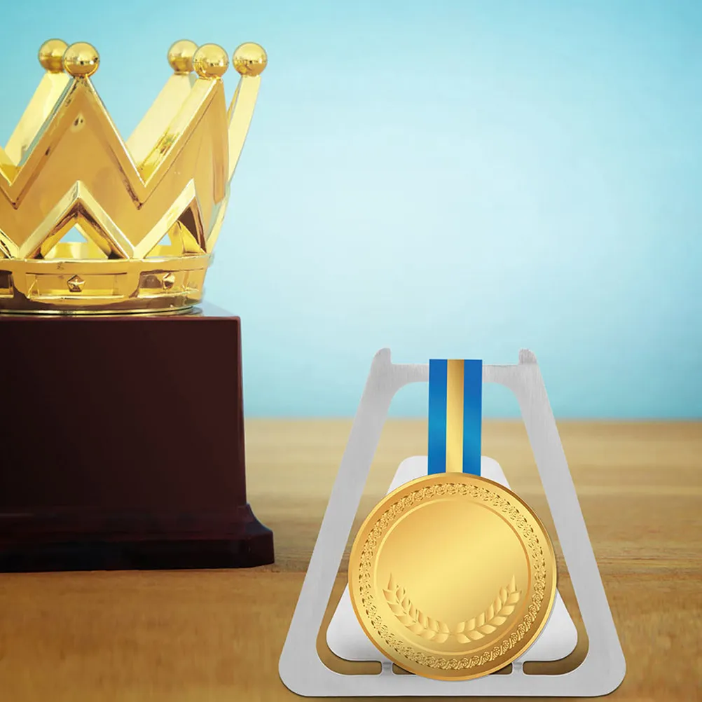 2Pcs Stainless Steel Medal Display Rack Wall Shelf Space Saving Minimalist Design Medal Holder for Home Office Decor Award Stand