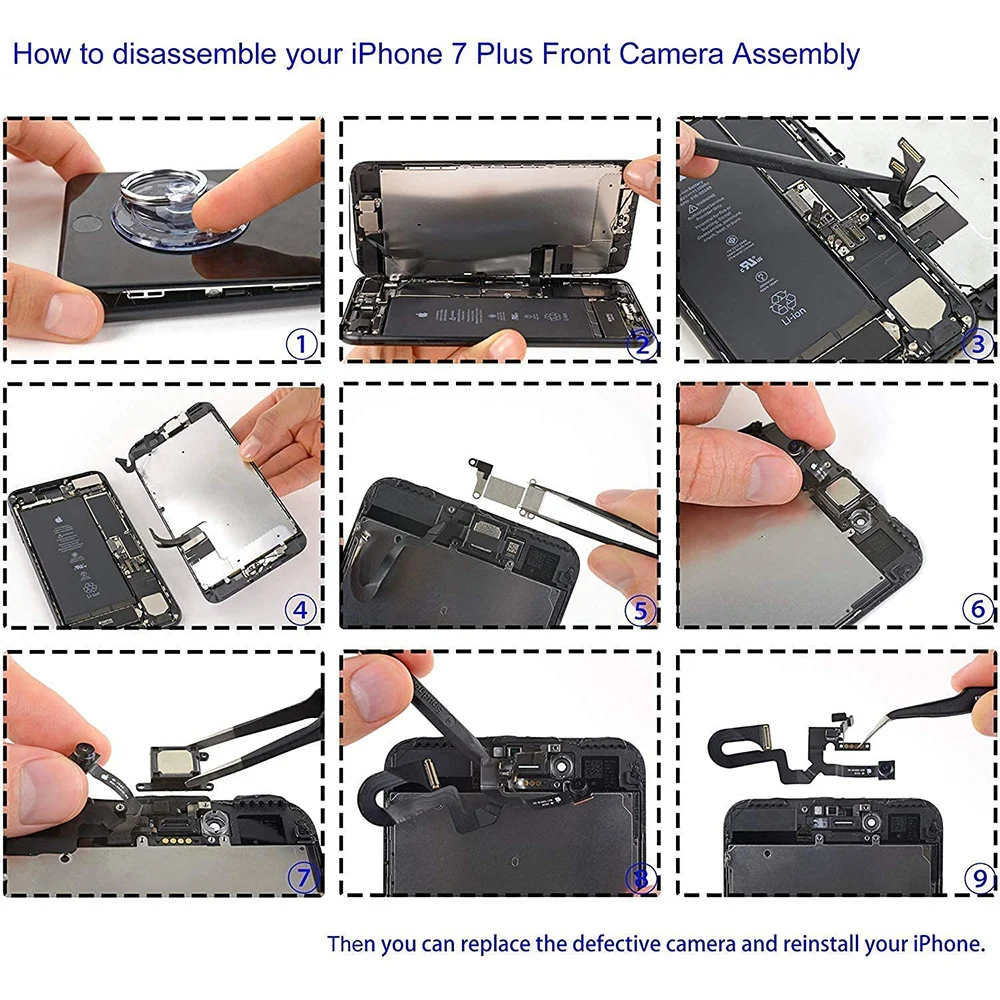 Full Set Lcd Parts Replacement For iPhone 7 8 Plus Front Camera Home Button Flex Cable Ear Speaker With Screw Bracket