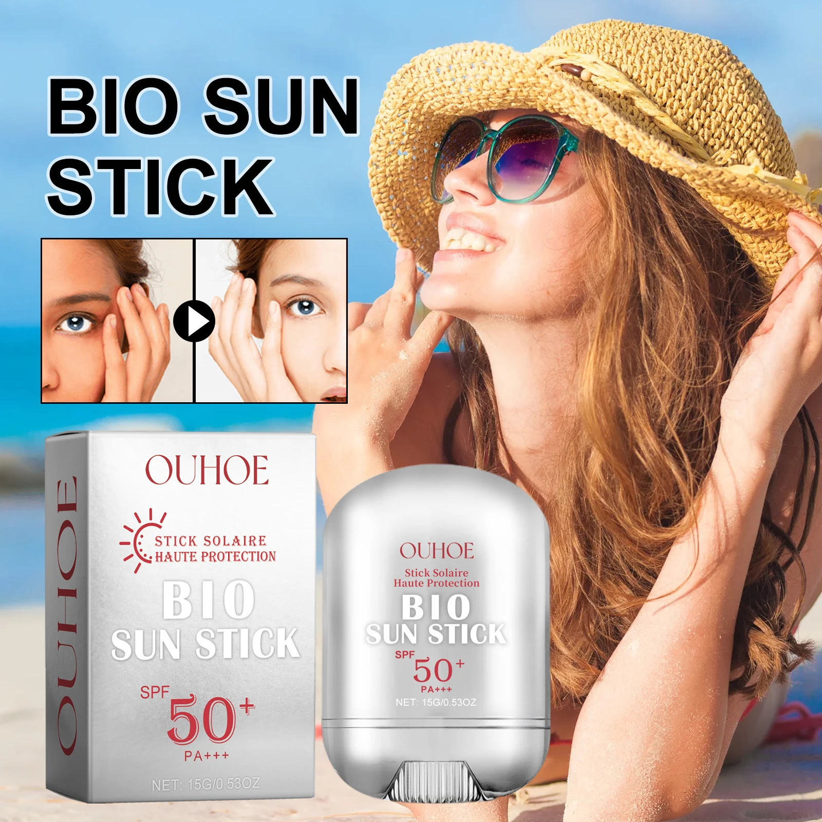 Palo solar SPF50 + PA, niacinamida, amplio espectro, protección UVA UVB, mate, no graso, eventa el tono, escudo instantáneo, palo solar portátil