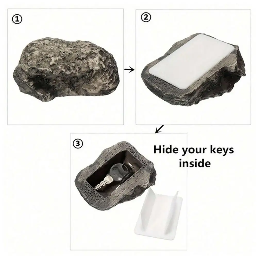 Outdoor Key Storage Box Waterproof Hidden Key Holder Rock Realistic Outdoor Key Hiding Spot Durable Fake Rock Safe for Garden