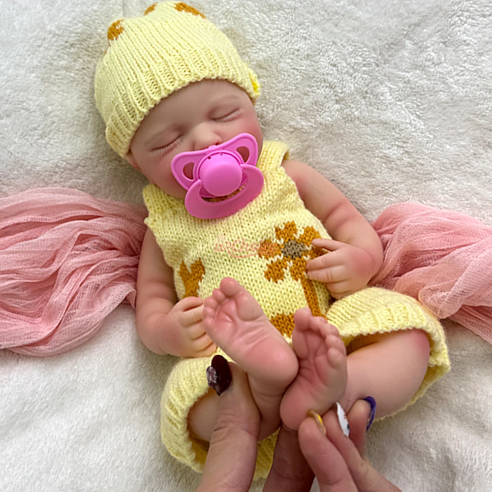 Mini 12" Open Mouth Reborn Baby Doll Lifelike Soft Solid Silicone Doll Full Silicone Washable Body Girl Birthday Christmas Gift