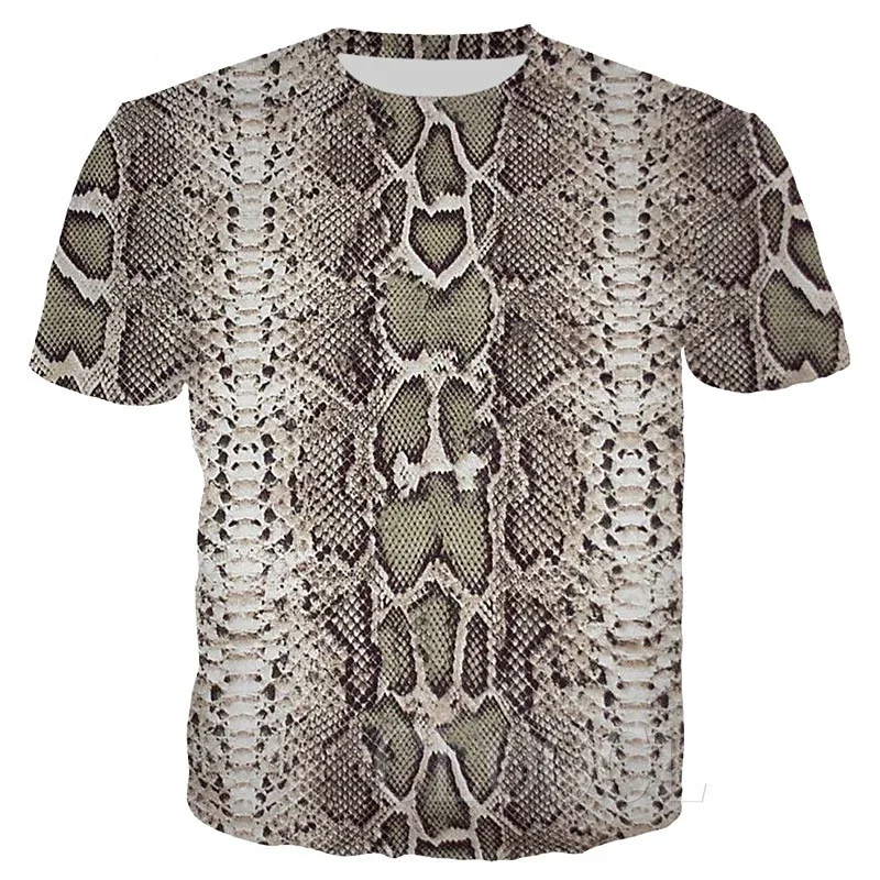 

Snakeskin Pattern 3d Printing Gray Green Snake T-shirt Men's Women's Fashion T-shirt Harajuku Street Clothing T-shirt Homme Anim