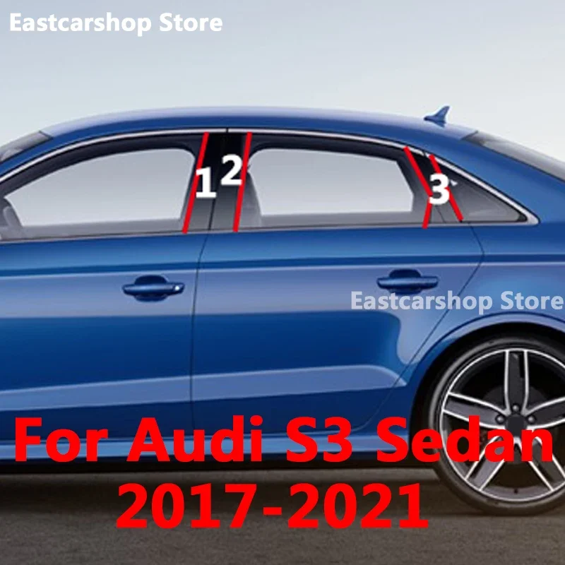 

For Audi S3 Sedan 2017 2018 2019 2020 2021 Car Door Central Window Middle Column Trim Decoration Strip PC B C Pillar Accessories