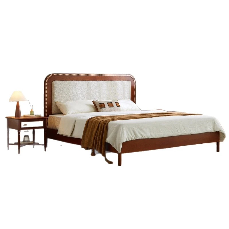 Nordic medieval style, soft bag retro fabric bed, removable and washable, master bedroom and second bedroom
