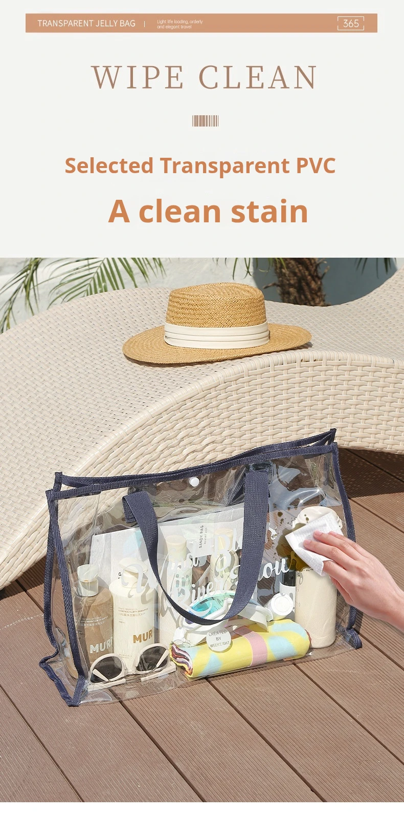 Portable Waterproof Clear Cosmetic Bag Travel Toiletry Organizer Case Beach Makeup Pouch Large Capacity Shower Bag for Outdoor image 5