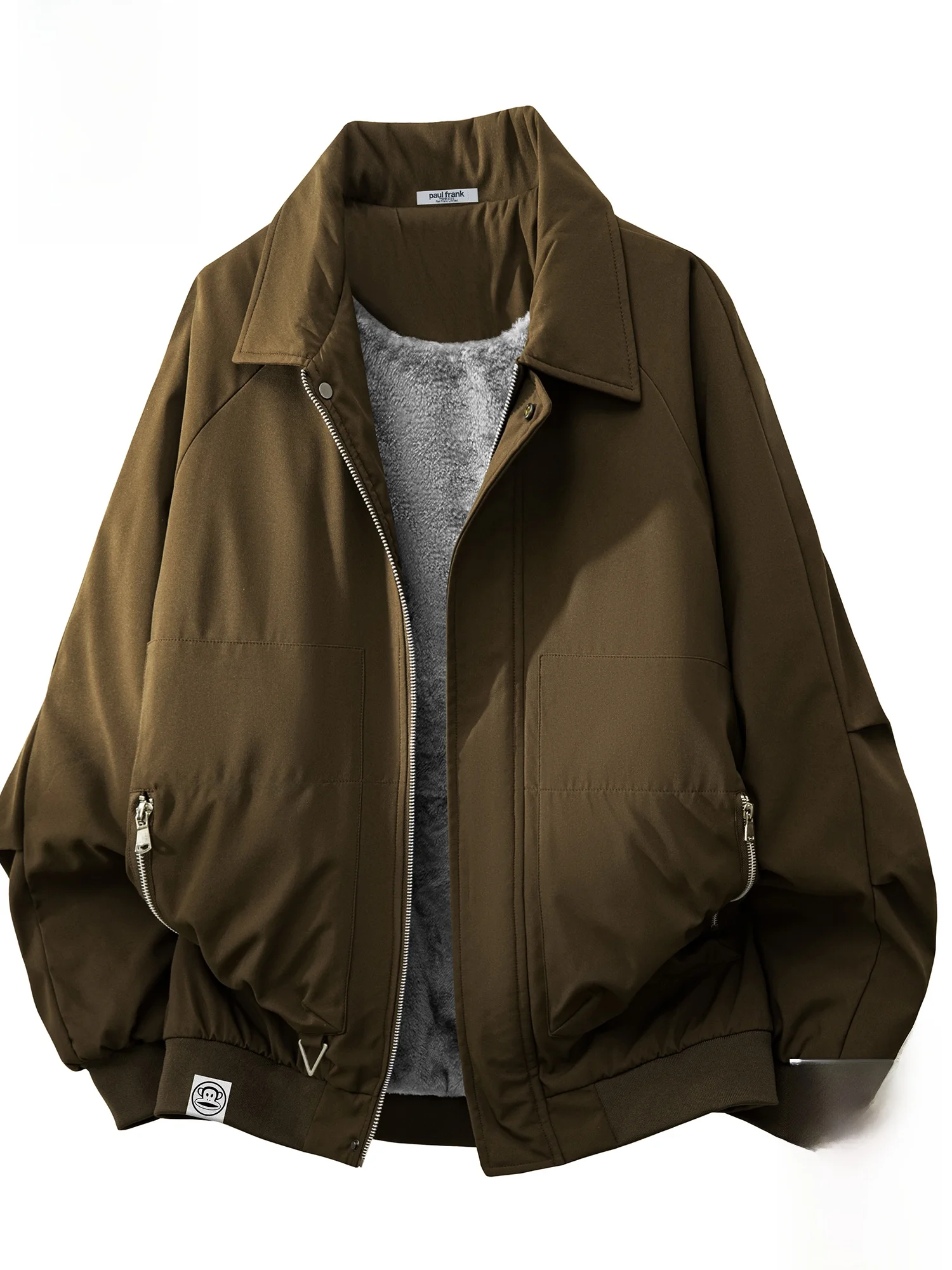 

Мужская теплая куртка Paul Frank свободного кроя с флисовой подкладкой, в стиле ретро, рабочая одежда, с воротником, с принтом обезьяны Big Mouth Monkey, зимняя верхняя одежда