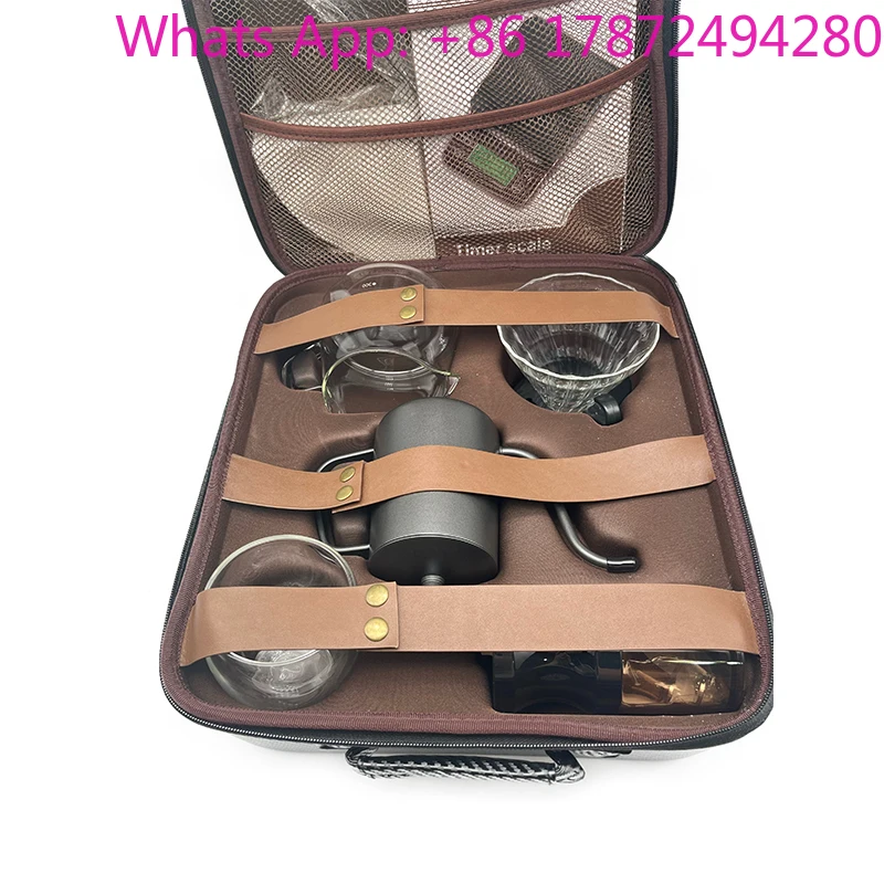 10-piece travel coffee accessory set, including PU bag manual grinder cup filter and other outdoor coffee sets