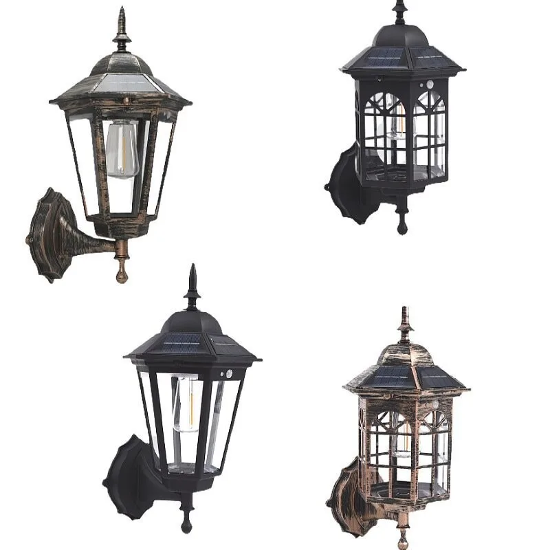 Outdoor Solar Wall Light for Courtyard, Corridor & Passageway - Motion Sensor, European Retro Style, Waterproof