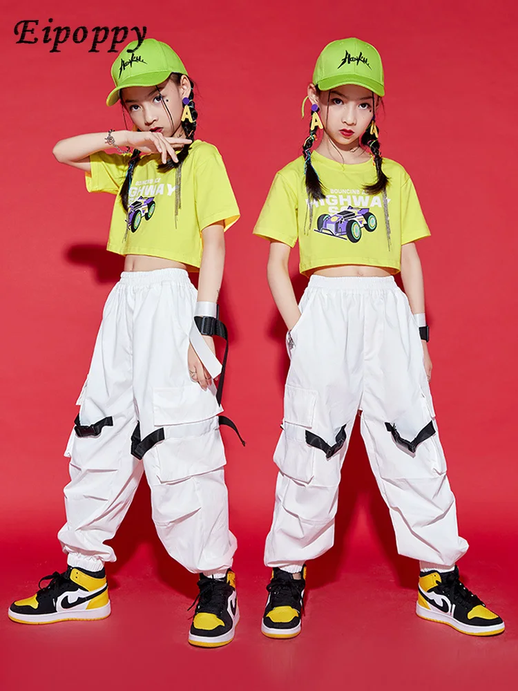 Kostiumy jazzowe dla dzieci tańczące ubrania dla dziewcząt Hip Hop modne ubrania letni przystojny stroje hip-hopowe