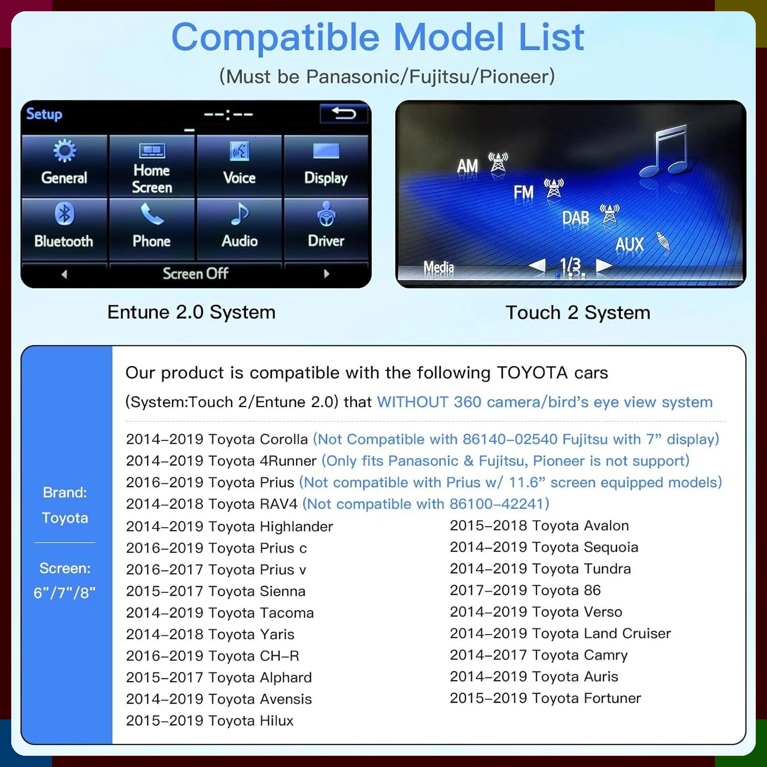 REEIIO Wireless Carplay Android Auto For TOYOTA Touch 2 Entune 2.0 Highlander Tundra Sienna Prius Yaris Camry CHR Module