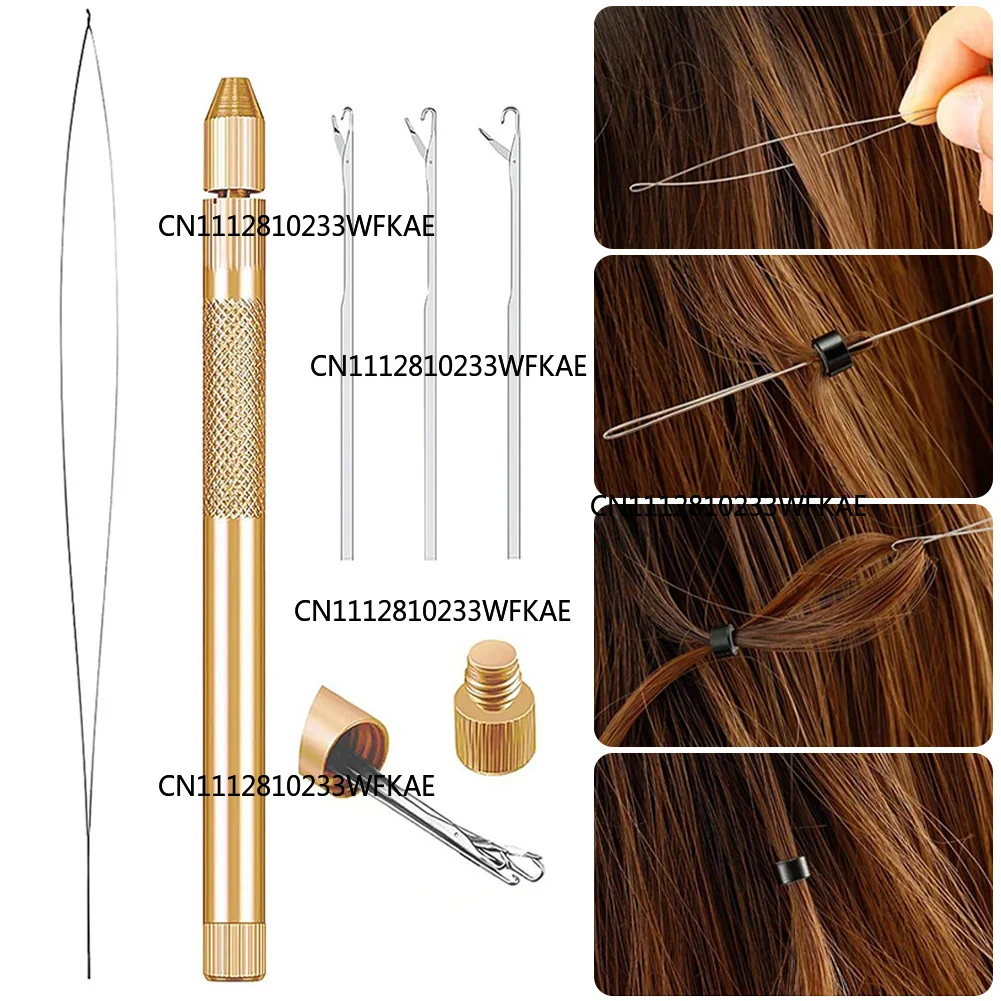 Alloy Hook Needle Wig Making Tools Ventilation Needles for Lace Wigs Micro Ring Hair Crochet Needles 3Hooks + 1Needle Braiders