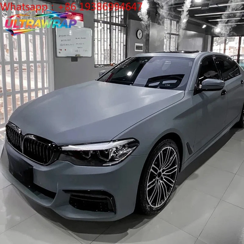 For Ultrawrap Direct Factory Supply Ultra Matte Cement Grey PET TPU Cast Self Repair Car Wrap Vinyl 1.52x17M/5x59FT Roll Auto