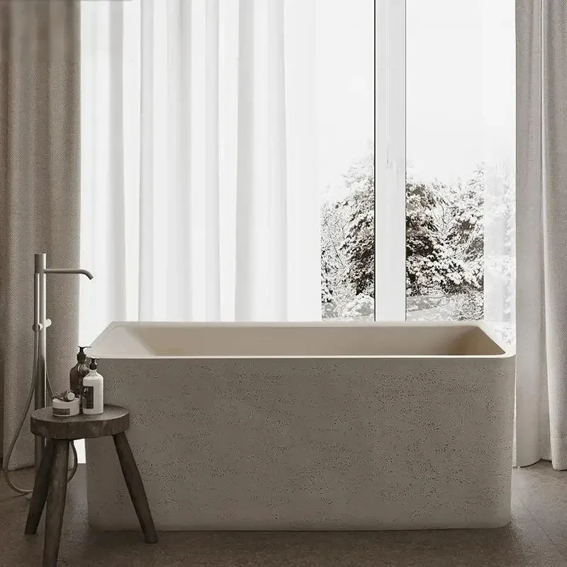 Artistic Fretanding Tub Wi-Si Square Bathtub Easy-Clean & Heat Retaining Body Contour Den