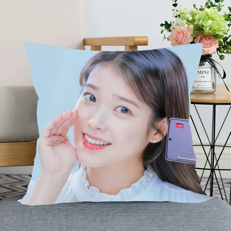 New IU Lee Ji Eun Pillow Case For Home Decorative Pillows Cover Invisible Zippered Throw PillowCases 45X45cm