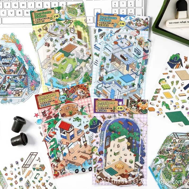 

Мультяшный морской пейзаж, наклейка, сцена, сделай сам, игрушка, игра, наклейка, фестиваль, подарок на день рождения для ребенка, девочки