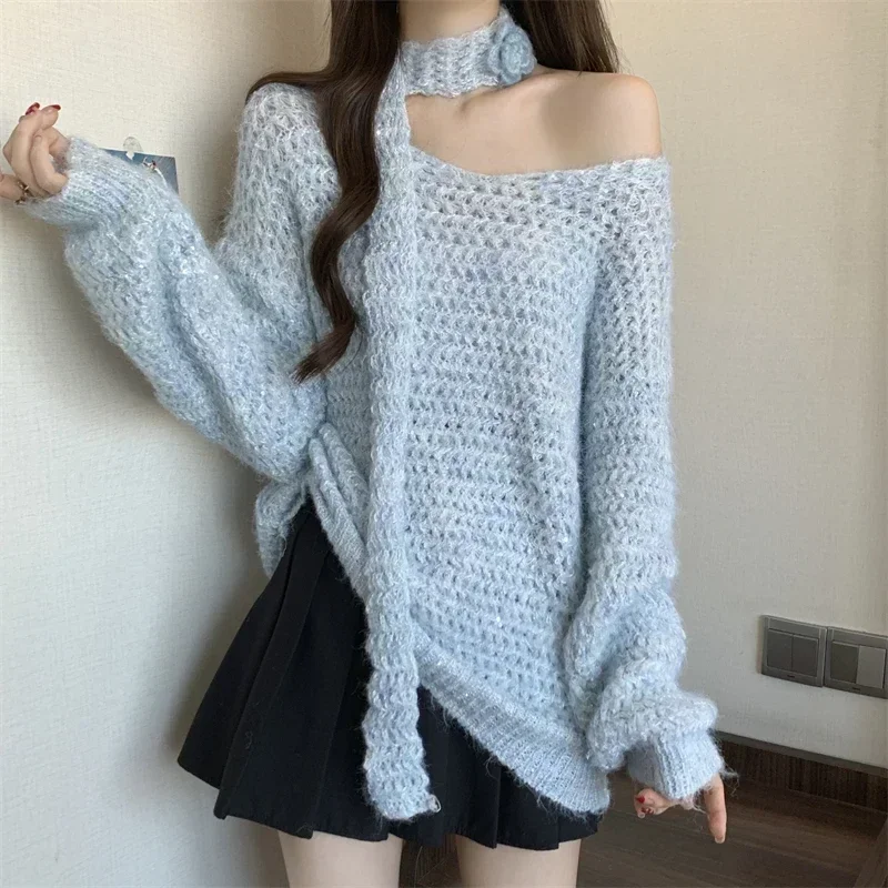 

Pullovers Women V-neck Loose Fit Sweet Spicy Girls Temperament All-match Korean Fashion Popular Chic Sweater Autumn Cozy Outwear