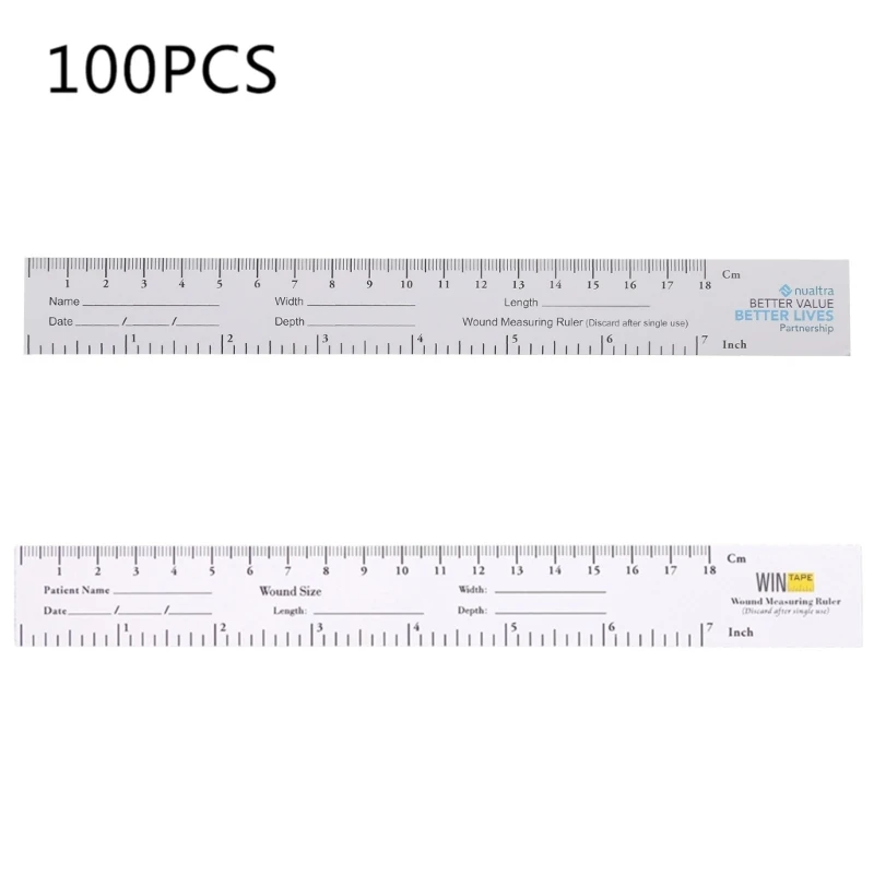 100 Pack Wound Measuring Tape Me dical Medimeter 18cm  7'' Educare Wound Ruler