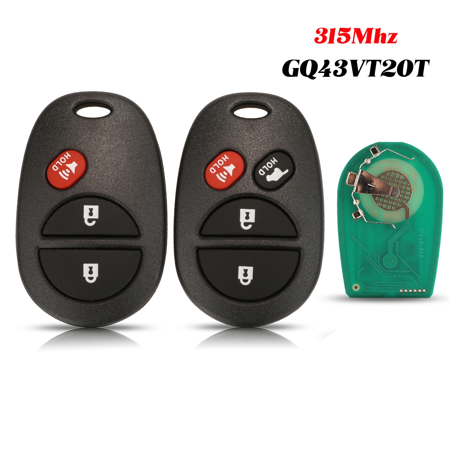 

jingyuqin 3/4 Buttons For Toyota Tacoma Tundra Highlander Sequoia Sienna 2008-2012 Smart Remote Car Key 315Mhz FOB GQ43VT20T