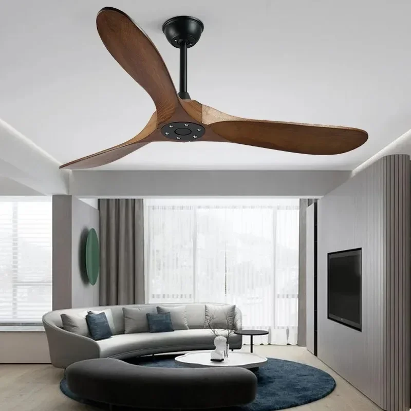 Luxury Natural Wooden Ceiling Fan Home Decorative Pendant Fan With Lamp Reversible Motor Suitable for Summer and Winter