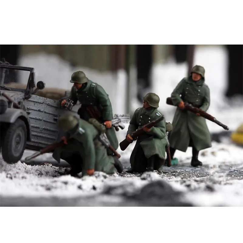 1:72 نموذج الراتنج رسمت 4 قطعة موسكو الشتاء الجنود المشاة الألمانية عمل الشكل DIY بها بنفسك المشهد ملحق جمع عرض الدمى #6