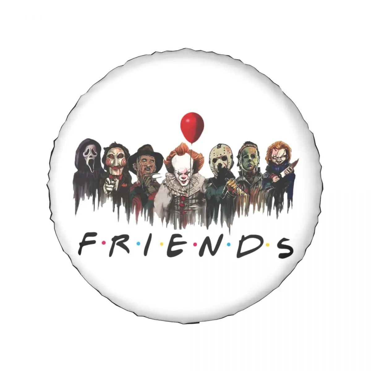 Custom Horror Movie Friends Character Spare Wheel Tire Cover Case Bag for Jeep Pajero Waterproof Vehicle Accessories