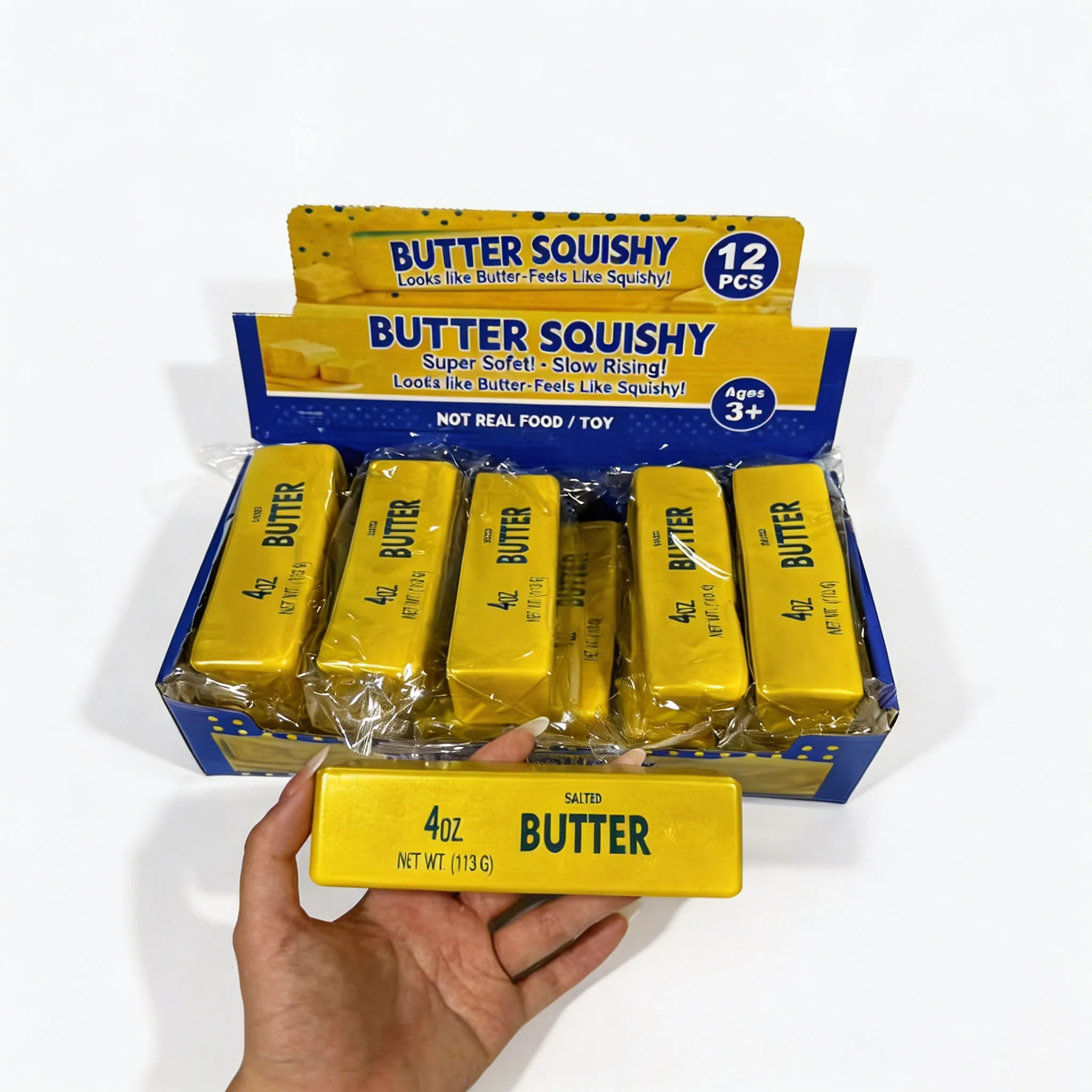 Neues Butter-Stick Fidget-Spielzeug, Quetschbares Elastisches Käse-Stick, Lustiges Entspannungs- und Stressabbau-Spiel, Quetsch-Scherzartikel – Detail 2