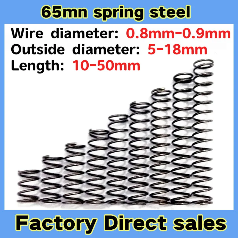 

10Pcs Compression Springs Pressure Spring Returnning Spring Wire Dia 0.8-0.9mm Outer Dia 5-18mm Length 10 - 50 mm