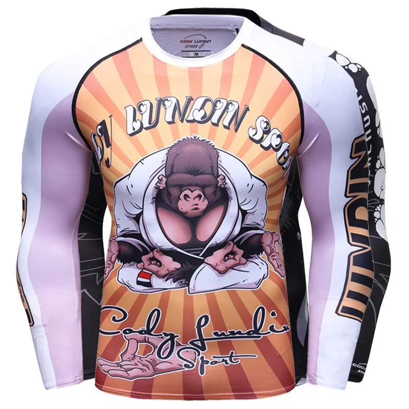 Cody Lundin Special Design Black Rashguards For Adult Men Kickboxing Wrestling Fitness Sport Long Shirt Bjj Compression Clothing