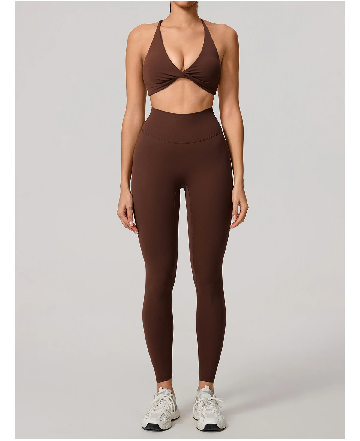 Hearuisavy Damen Workout-Set 2-teilig Sport-BH Hochtaillierte Leggings Rückenfreies Yoga-Top Fitness-Laufhose für Frauen – Detail 29