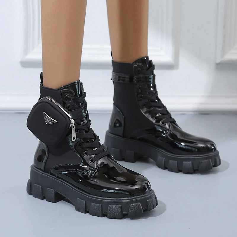 Women Boots Motorcycle Casual Shoes New Woman Leather Minimalist Classic Punk Female Mary Jane Goth Shoes Platform Boots Women image 4