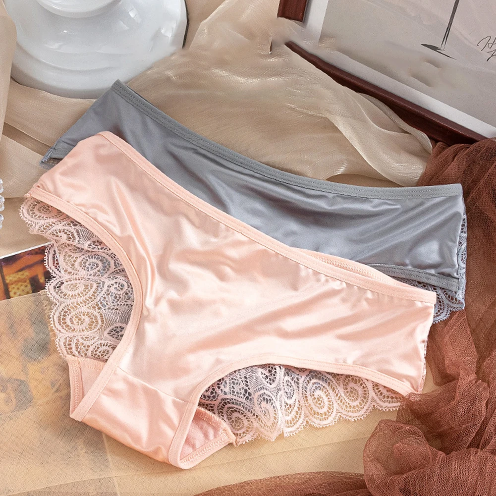 

Sexy Lace Women's Underwear Ice Silk Butterfly Flower Cross Strap Underpants Breathable Lingeries Sexy Hot Panties For Women