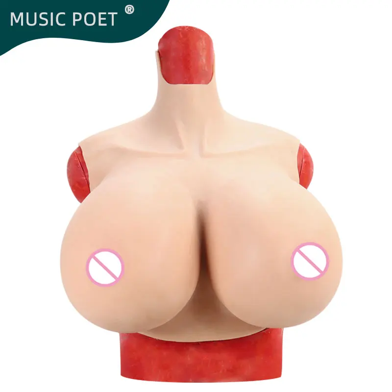 MUSIC POET Large Silicone Breast Forms I K Z Cup For Crossdresser Drag Queen Realistic Fake Boobs Breastplat Transgender Shemale