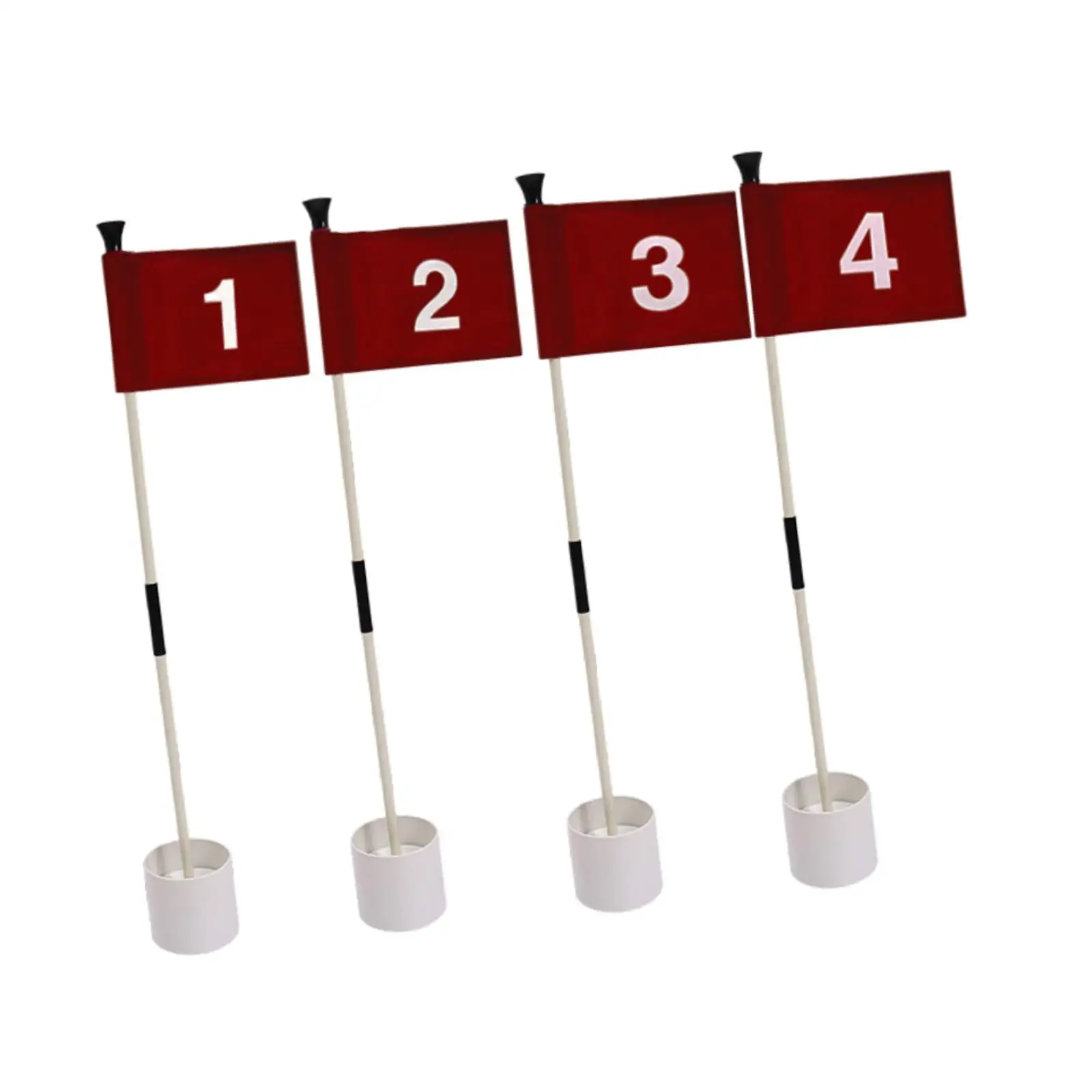 4x Golf Flagsticks Golf Flag and Cup Golf Flagpoles Numbered Adults Kids Hole