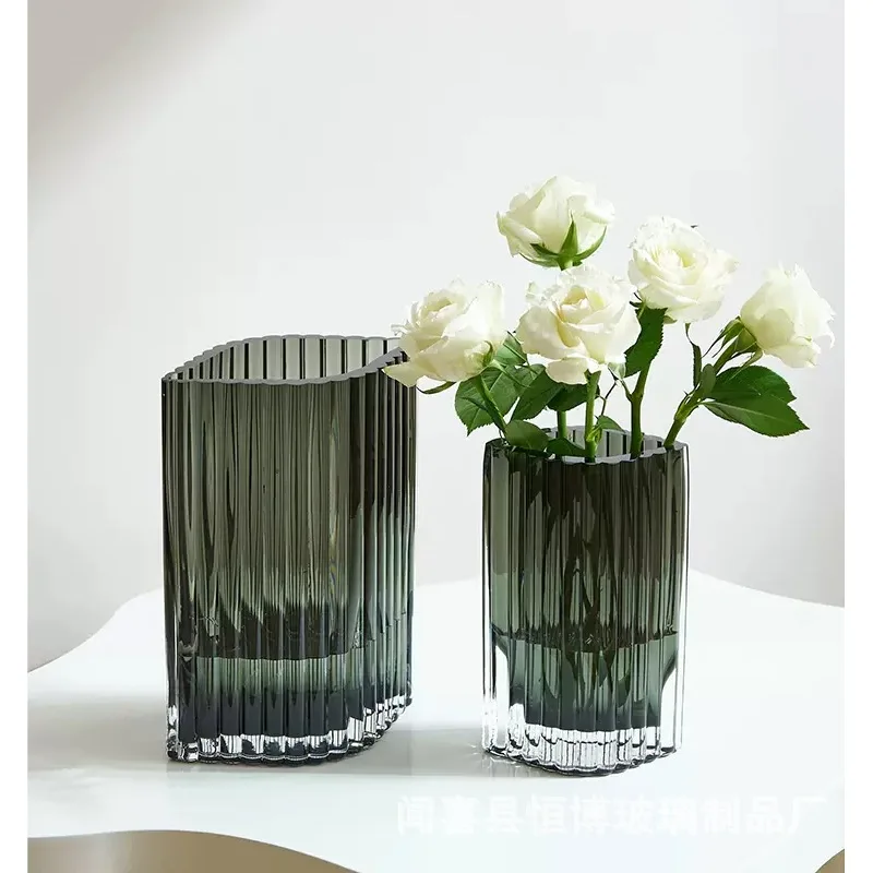 Nordic Luxury Glass Vase, Transparent Hydroponic Vase for Lily Lucky Bamboo