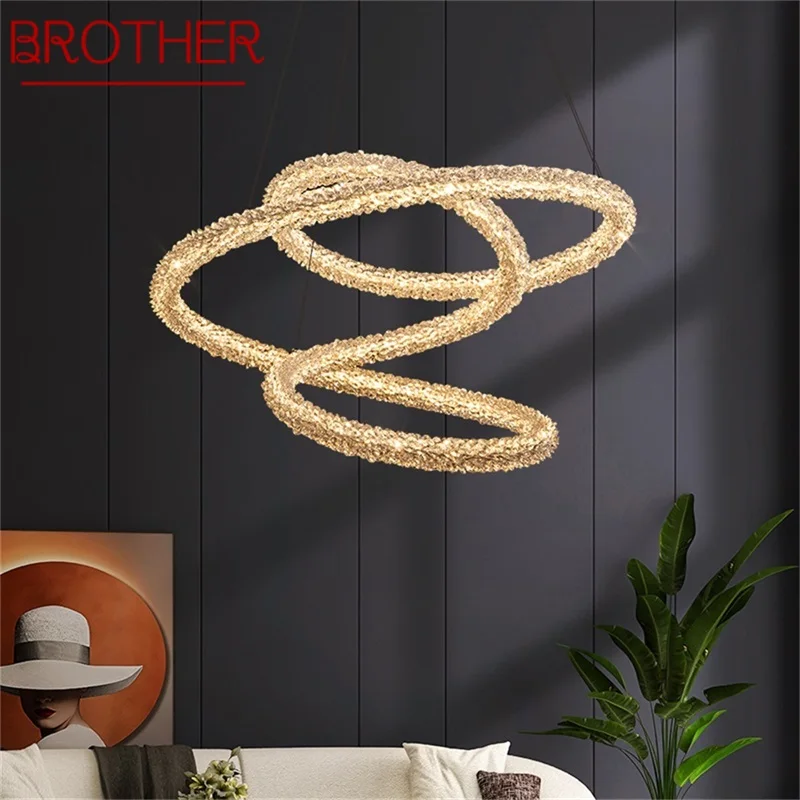 

BROTHER Modern Creative Pendant Lamp LED Fixtures Gold Decorative Crystal Chandelier Lights For Home Living Dining Room